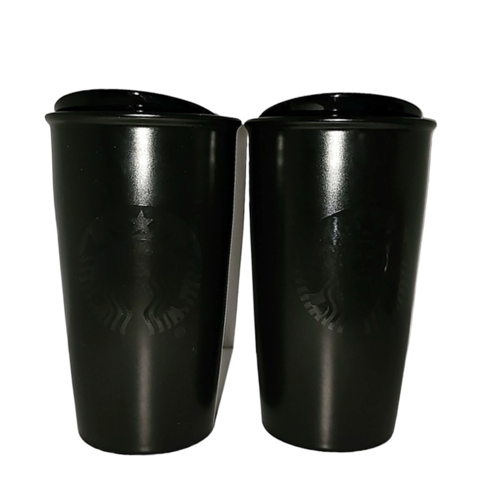 💚 STARBUCKS 12oz MATTE BLACK TUMBLER - Set of 2